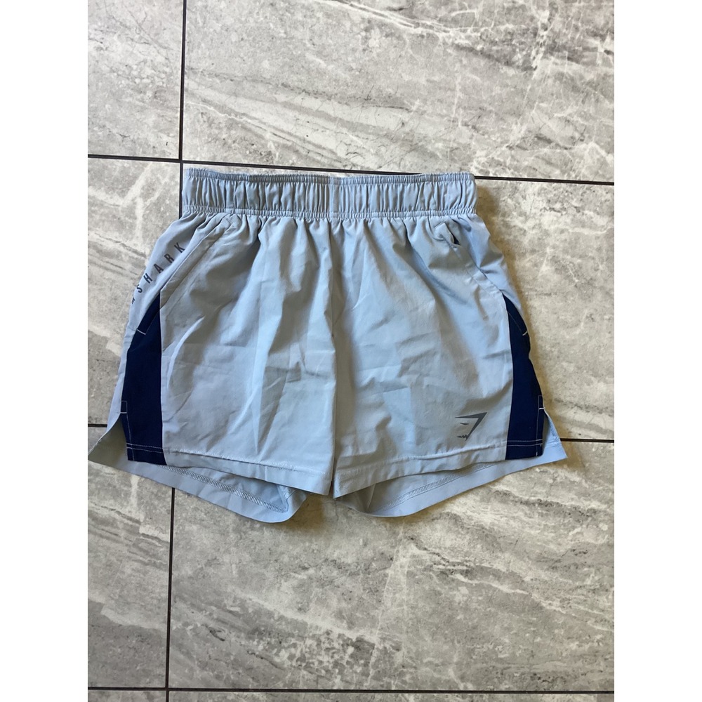Gymshark Womens XS Light Blue Navy Training Shorts A2A8K Elastic Waist Athletic